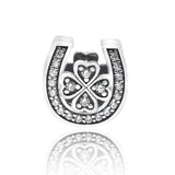 925 Silver CZ Lucky Clover Charm for Bracelet Gift