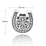 925 Silver CZ Lucky Clover Charm for Bracelet Gift