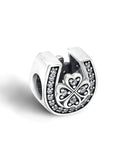 925 Silver CZ Lucky Clover Charm for Bracelet Gift