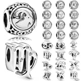 925 Silver Openwork Constellations Charm Crystal Bead Bracelet DIY
