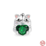 925 Sterling Silver Charms Puzzle Dog Pendant DIY Animal Hamster & Bear Bead