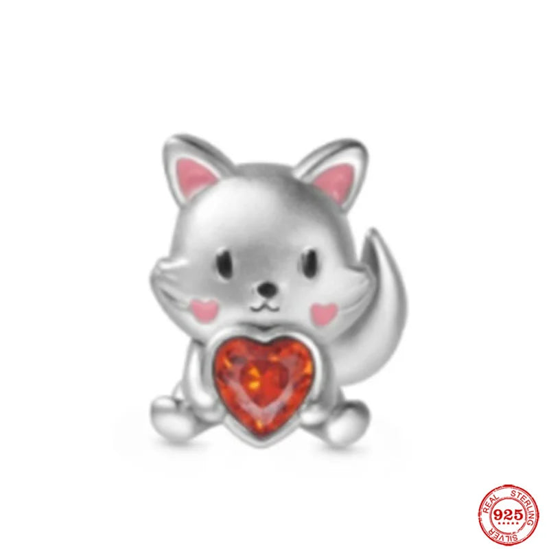 925 Sterling Silver Charms Puzzle Dog Pendant DIY Animal Hamster & Bear Bead