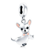 925 Silver Chihuahua Dog Charm Bead Pendant Bracelet DIY Jewelry