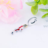 925 Silver Chinese Lucky Symbol Koi Fish Dangle Charm for Bracelet DIY