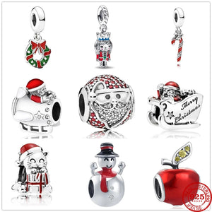 925 Silver Christmas Charm DIY Bead Pendant for Bracelet Jewelry