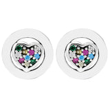 925 Silver Circle Love Heart Jewelry Set with Crystal
