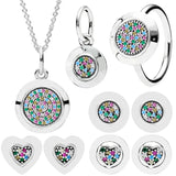 925 Silver Circle Love Heart Jewelry Set with Crystal