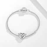 925 Silver Angel Wings Heart Bead Charm for Bracelet Making