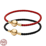 925 Silver Leather Bracelet Couples Bracelet DIY Jewelry