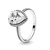 925 Silver Red Zircon Heart Ring Moon Sun Light Charm Jewelry