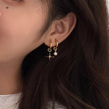 925 Silver Clip Earrings Hoop Cross Star Pearl Geometric For Women Gift