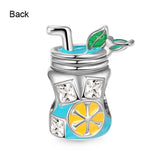 925 Silver Coffee Baby Bottle Charm Bead Pendant Bracelets DIY Jewelry
