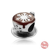925 Silver Coffee Cups & Machines Charm Beads for Bracelet DIY Jewelry Gift