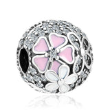 925 Silver Elephant Pendant Pink Heart Clip Charm Bead