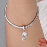 925 Silver Coffee Pot Owl Pendant Charm Bead