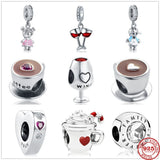 925 Silver Family Heart Charm Bead For Bracelet DIY