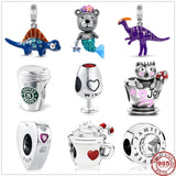 925 Silver Family Heart Spacer Charm for Bracelet