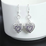 925 Silver Zircon Hollow Heart Earrings High Holiday