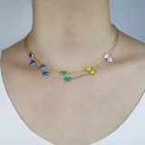 925 Silver Enamel Heart Charm Link Chain Necklace