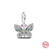 925 Silver Butterfly Dangle Charm Bead Bracelet Pendant