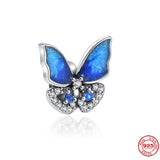 925 Silver Butterfly Dangle Charm Bead Bracelet Pendant