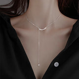 925 Silver Crescent Necklace Tassel Clavicle Chain Wedding Party Jewelry