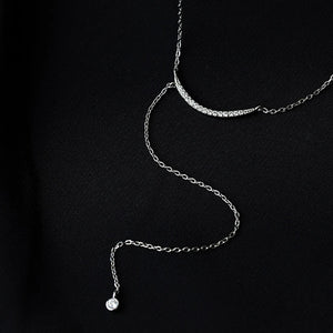 925 Silver Crescent Necklace Tassel Clavicle Chain Wedding Party Jewelry