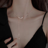 925 Silver Crescent Necklace Tassel Clavicle Chain Wedding Party Jewelry