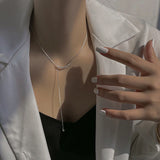 925 Silver Crescent Necklace Tassel Clavicle Chain Wedding Party Jewelry