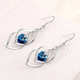 925 Silver Crystal Heart Earrings Wedding Jewelry