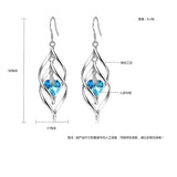 925 Silver Crystal Heart Earrings Wedding Jewelry