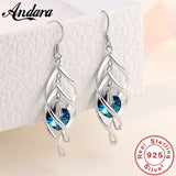 925 Silver Crystal Heart Earrings Wedding Jewelry