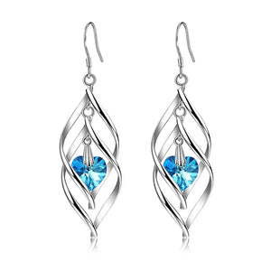 925 Silver Crystal Heart Earrings Wedding Jewelry