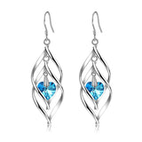925 Silver Crystal Heart Earrings Wedding Jewelry