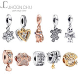 925 Silver Crystal Heart Pan Bead Charms for Bracelets