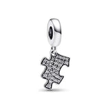 925 Silver Crystal Heart Pan Bead Charms for Bracelets