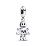 925 Silver Crystal Heart Pan Bead Charms for Bracelets