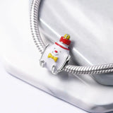 925 Sterling Silver Snowman House Pendant Beads for Bracelet DIY