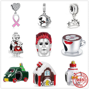 925 Sterling Silver Snowman House Pendant Beads for Bracelet DIY