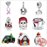 925 Sterling Silver Snowman House Pendant Beads for Bracelet DIY