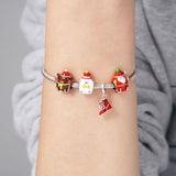 925 Sterling Silver Snowman House Pendant Beads for Bracelet DIY
