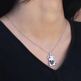 925 Sterling Silver Cow Enamel Pendant Necklace Jewelry for Women Girl