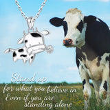 925-Silver Cow Enamel Pendant Necklace for Women