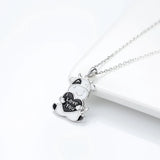 925 Sterling Silver Cow Enamel Pendant Necklace Jewelry for Women Girl