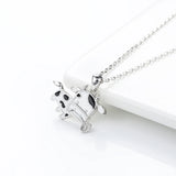 925-Silver Cow Enamel Pendant Necklace for Women