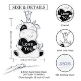 925 Sterling Silver Cow Enamel Pendant Necklace Jewelry for Women Girl