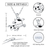 925-Silver Cow Enamel Pendant Necklace for Women
