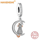 925 Silver Cat Moon Pendant Necklace Gift for Sister Wife Girlfriend