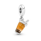 925 Silver Donut Sandwich Charm Colorful Bead Pendant DIY Jewelry