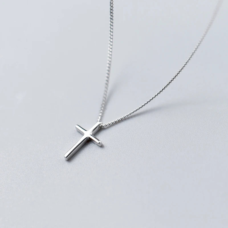 925 Silver Cross Pendant Necklace Clavicle Chain Fine Jewelry Gift